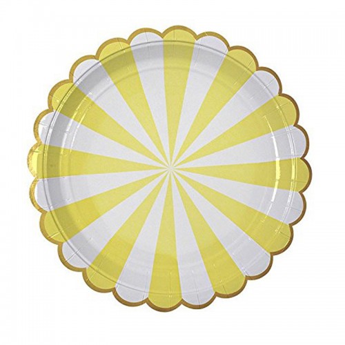 Pratos Riscas Amarelo Neon